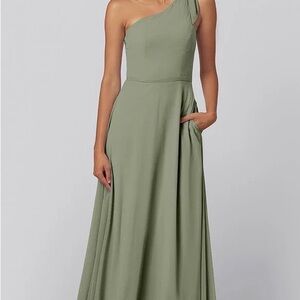Kennedy Blue One-Shoulder Pleated Bridesmaids Dress - Moss, Size 0